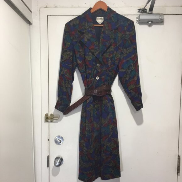VINTAGE PORTS INTERNATIONAL MIDI BELTED DRESSES SIZE L - Picture 1 of 9